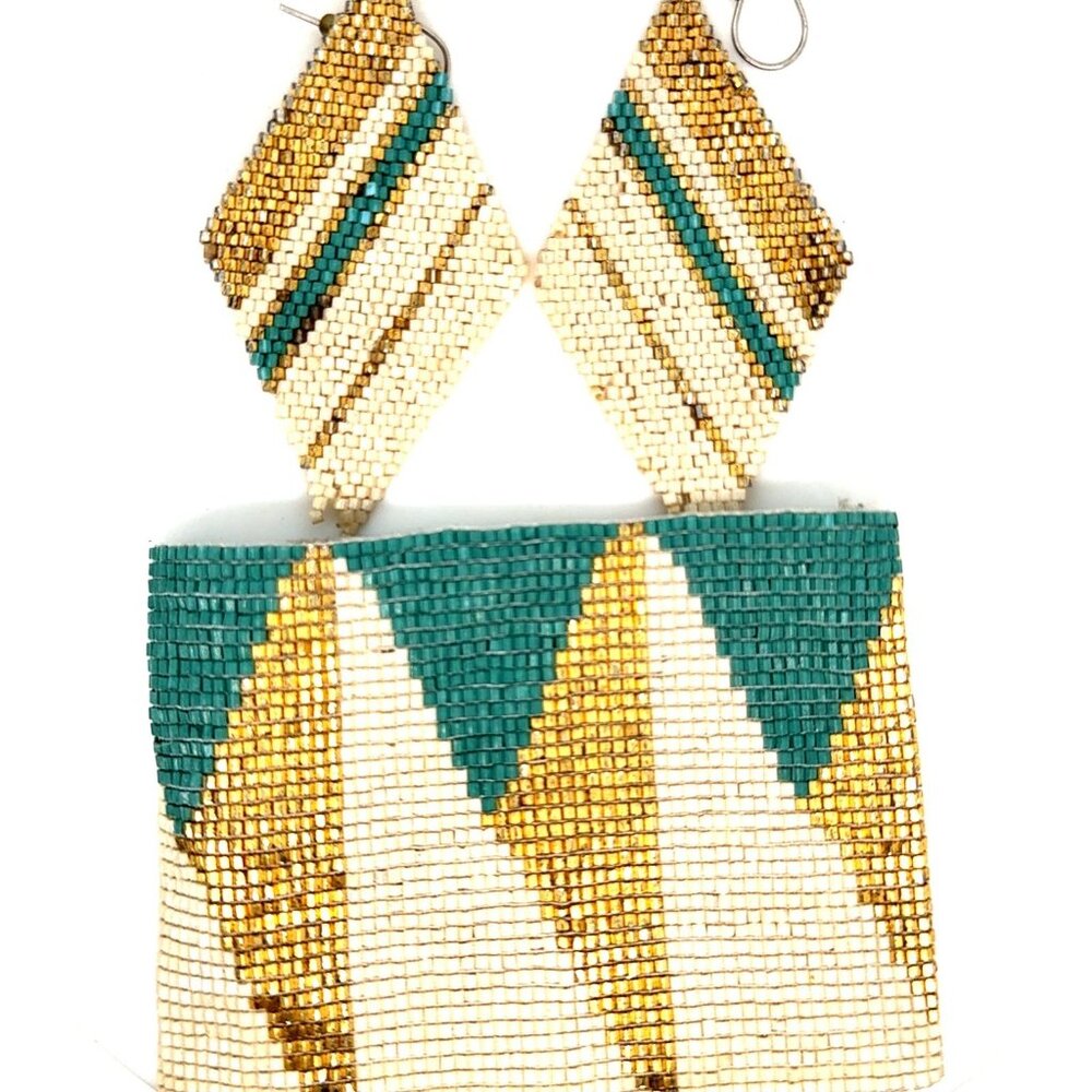 Blue & Gold Beaded Bracelet‎ & Earrings Set